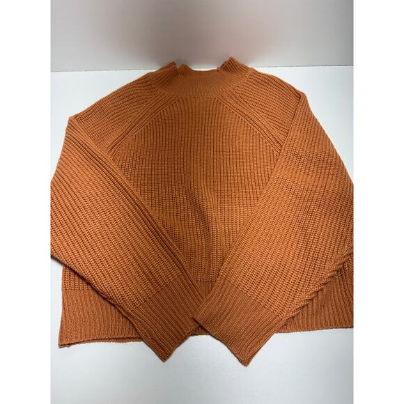 Olive & Leaf Womens Sz Large Cropped Knit Long Sleeve Sweater Rust Oversized - Picture 6 of 8